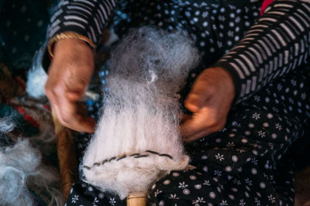 "Sunset" Handwoven Bed Coverlet with hand painted henna sunset - Limited Edition