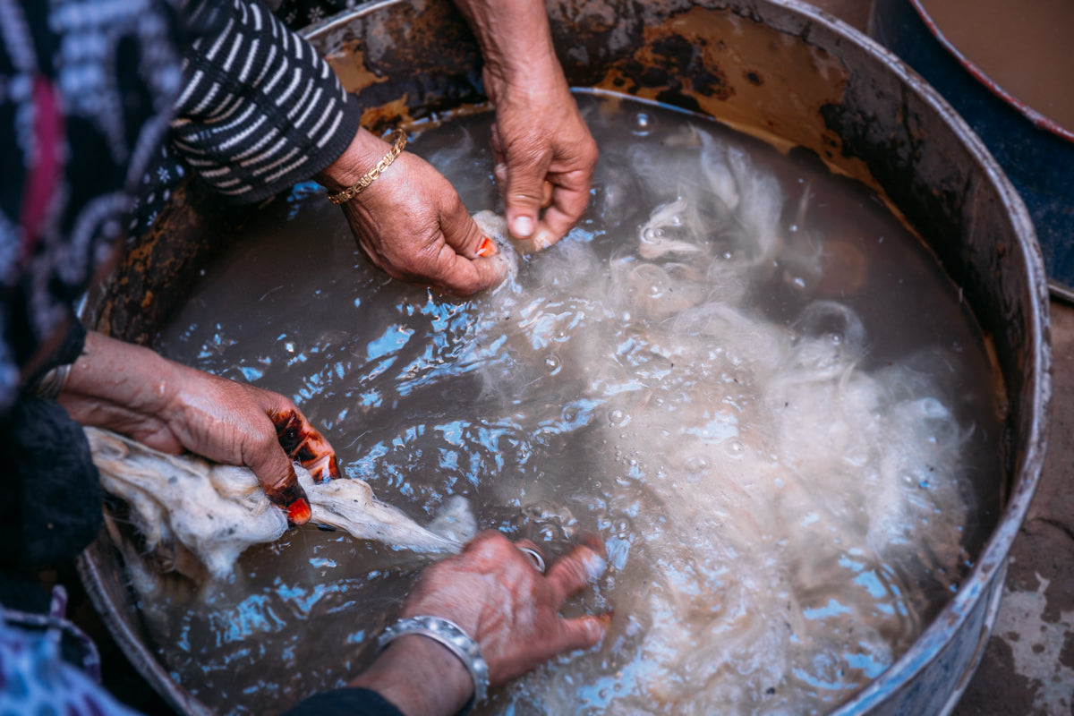 "Sunset" Handwoven Bed Coverlet with hand painted henna sunset - Limited Edition