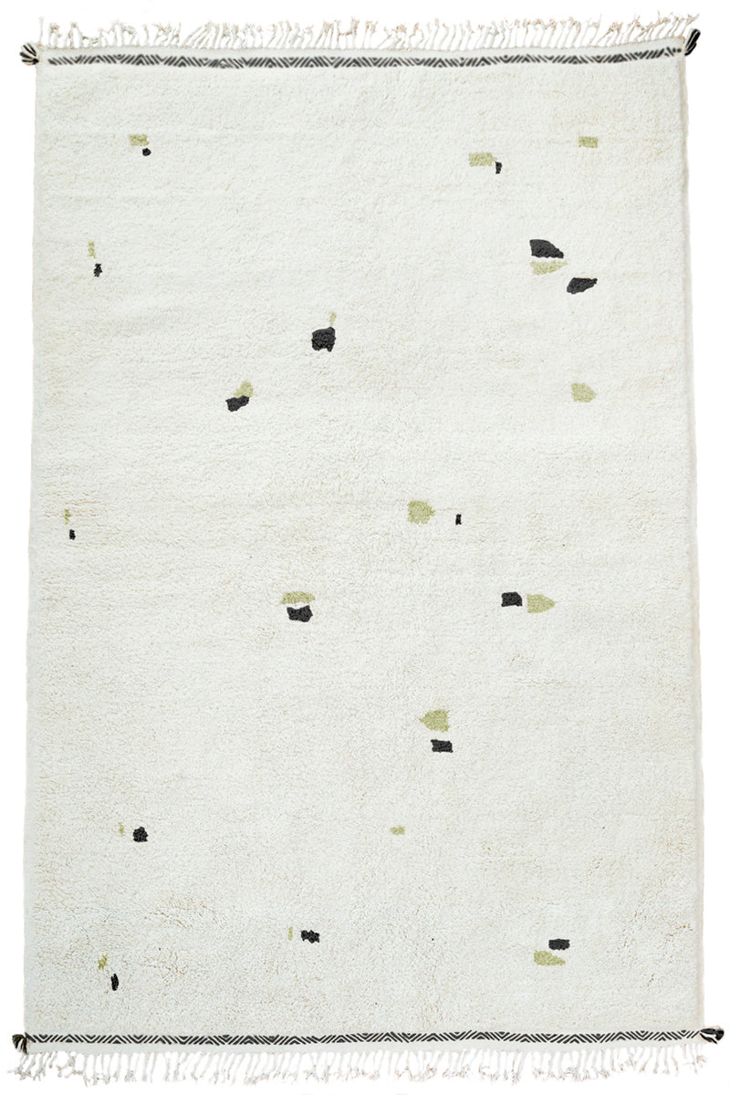 Black and Celery Full Image of PEBBLE Customizable Moroccan Wool Rug