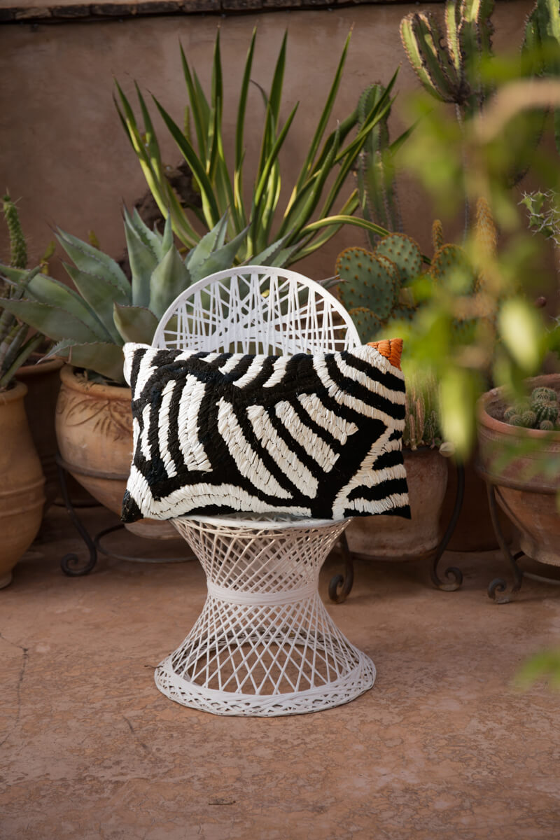 Unique graphic throw pillow handmade in Morocco