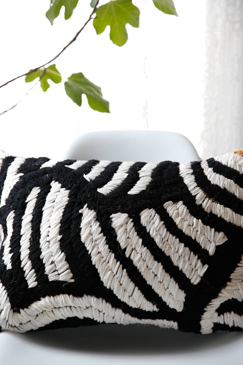 Throw pillow made from vintage Boucherouite Moroccan rugs