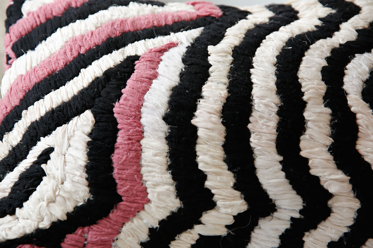 Moroccan kilim throw pillow hand made from recycled materials