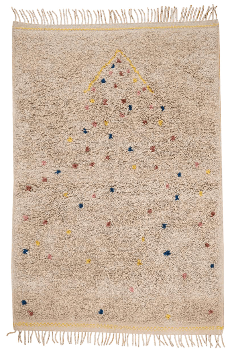 CELEBRATE - Beige Handmade Moroccan Wool Rug With Multicolor Confetti Polka Dots
