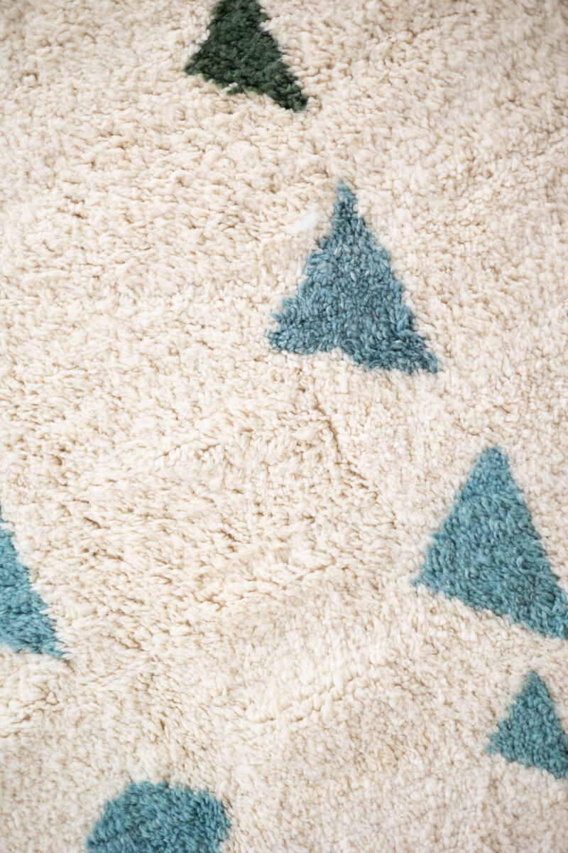 Close up detail photo of Ouive Jardin Moroccan wool rug