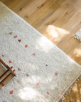 "SPRING" Hand-knotted Moroccan Wool Rug (Made-to-order) - Natural White with Beige, Rose, Burgundy, Eggplant & Pink
