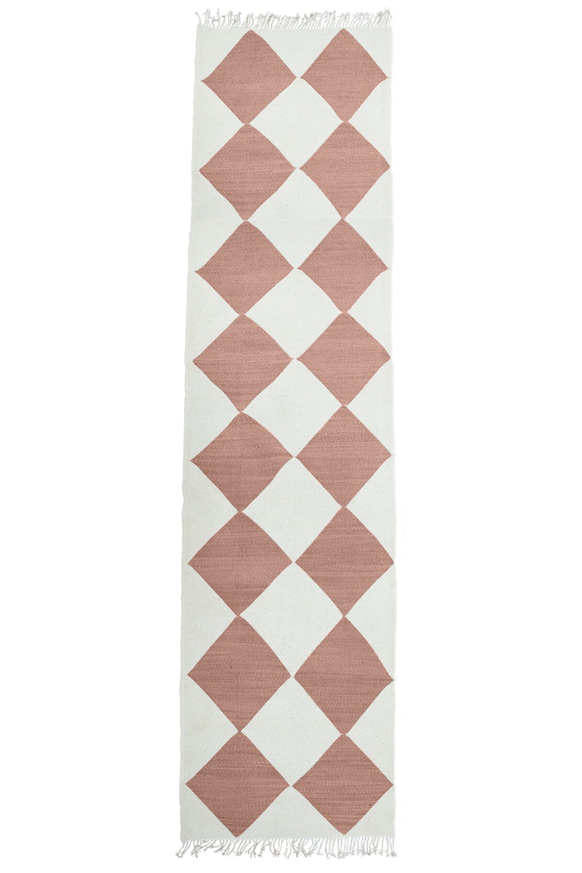 "DIAMOND" Checker Zanafi Flatweave Wool Rug (Made-to-Order) - Redwood