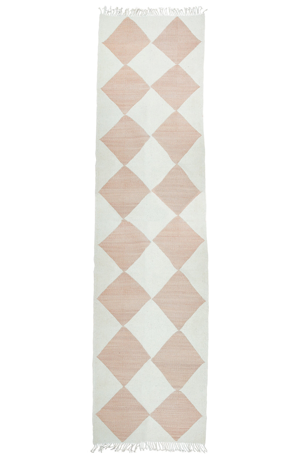 Champagne Blush Checker Zanafi Moroccan Wool Runner Rug
