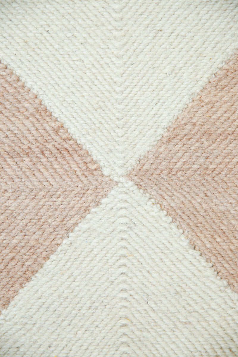 "DIAMOND" Checker Zanafi Flatweave Wool Rug (Made-to-Order) - Champagne Blush