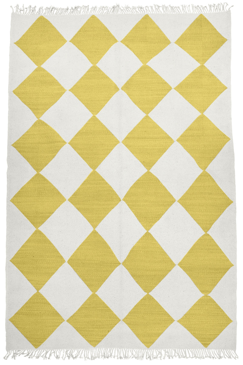 "DIAMOND" Checker Zanafi Flatweave Wool Rug (Made-to-Order) - Dijon