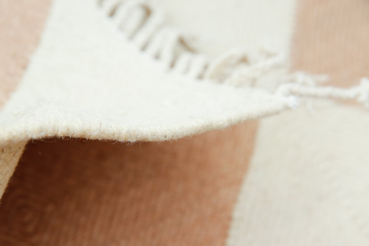 "DIAMOND" Checker Zanafi Flatweave Wool Rug (Made-to-Order) - Champagne Blush