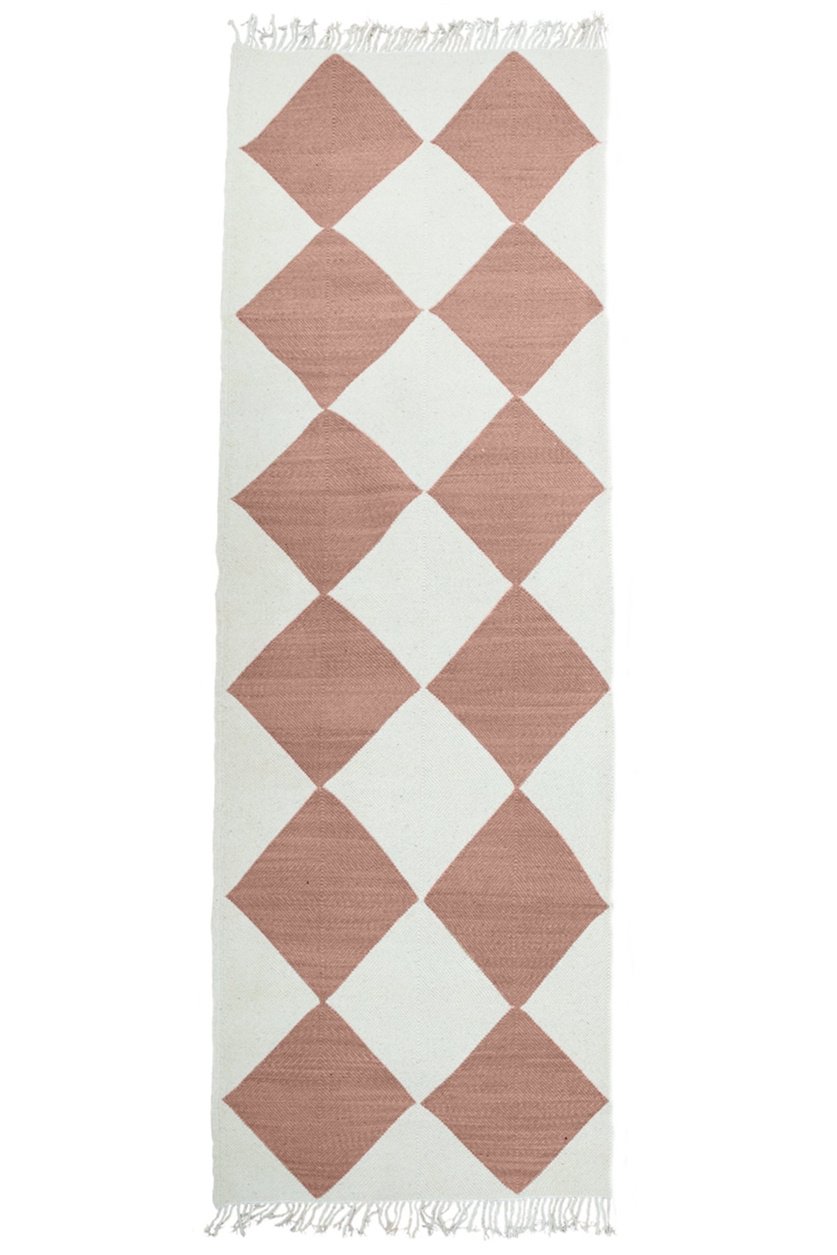 "DIAMOND" Checker Zanafi Flatweave Wool Rug (Made-to-Order) - Redwood