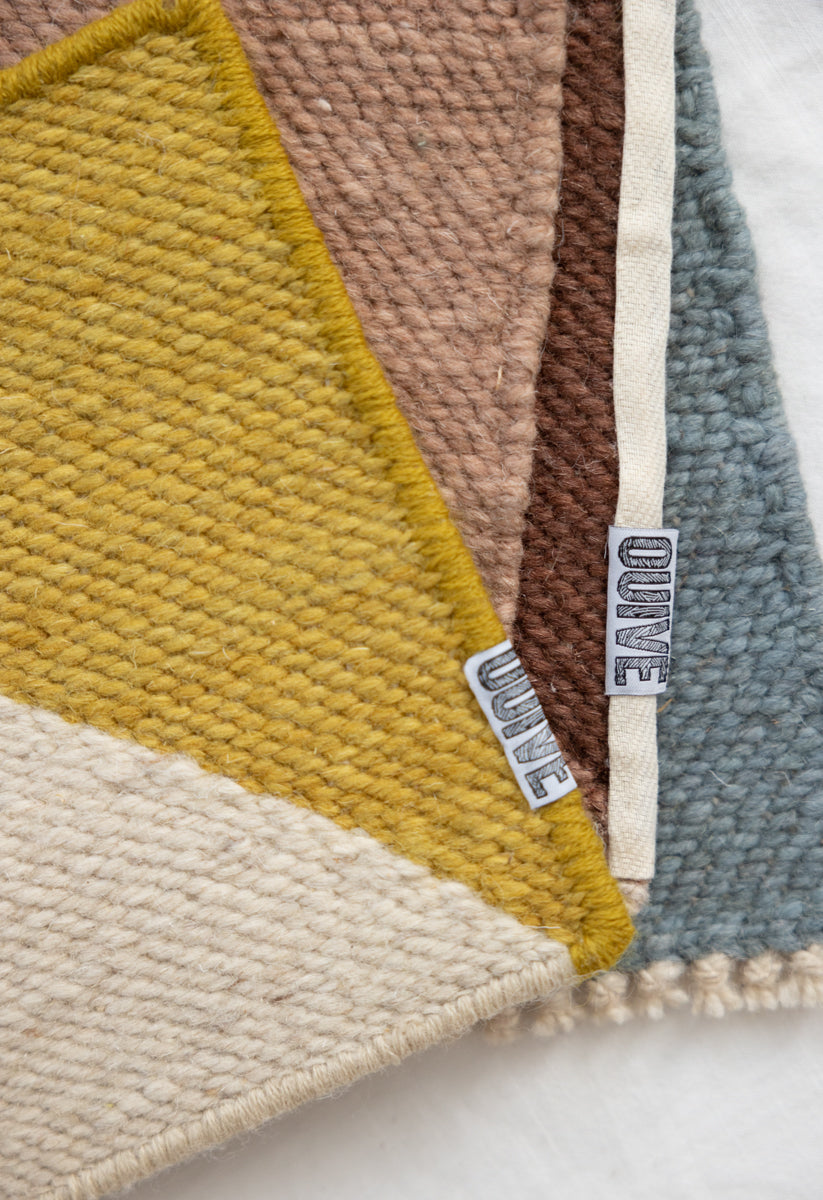 "DIAMOND" Checker Zanafi Flatweave Wool Rug (Made-to-Order) - Light Blue+Black