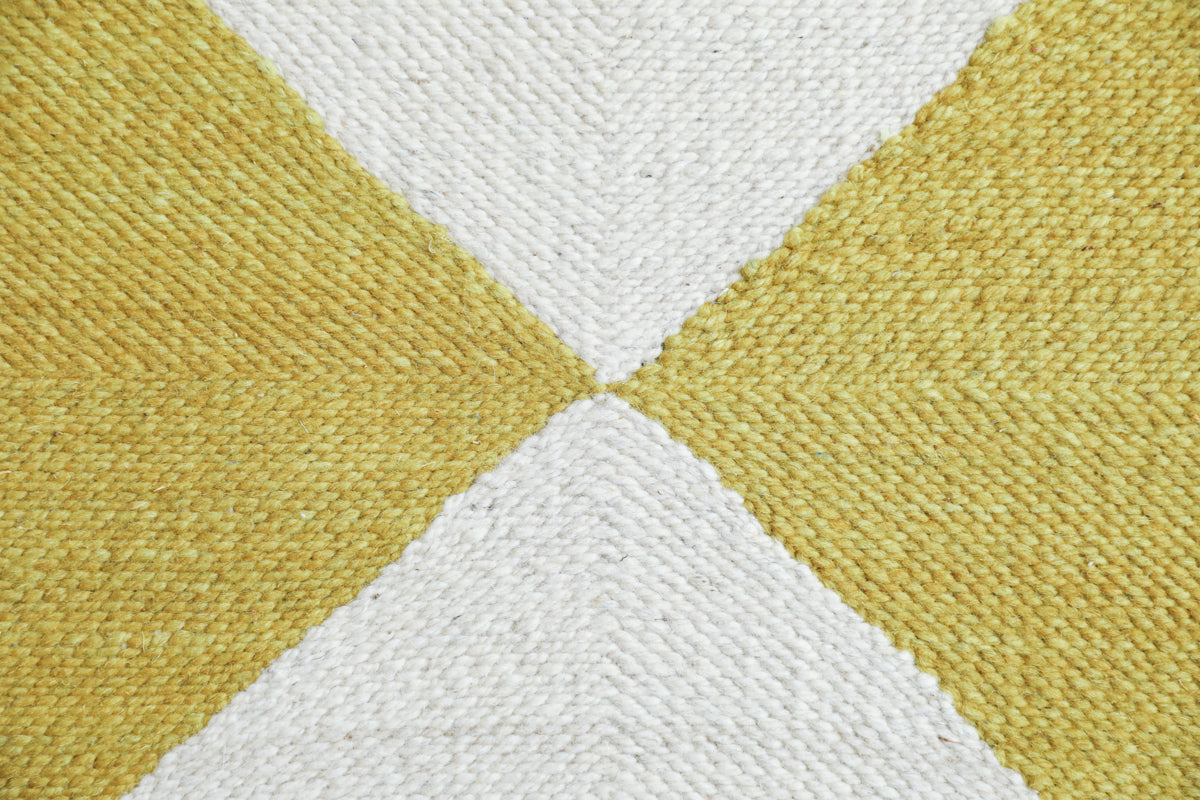"DIAMOND" Checker Zanafi Flatweave Wool Rug (Made-to-Order) - Dijon