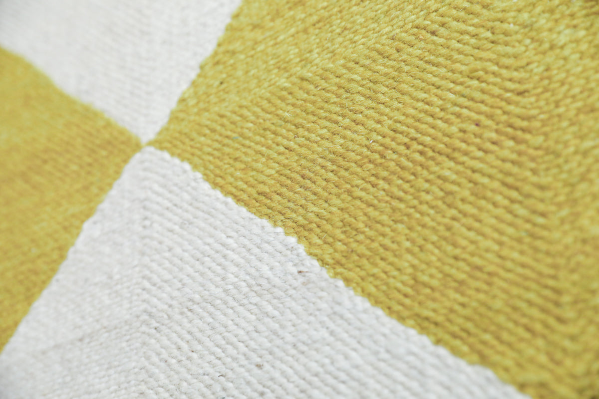 "DIAMOND" Checker Zanafi Flatweave Wool Rug (Made-to-Order) - Dijon
