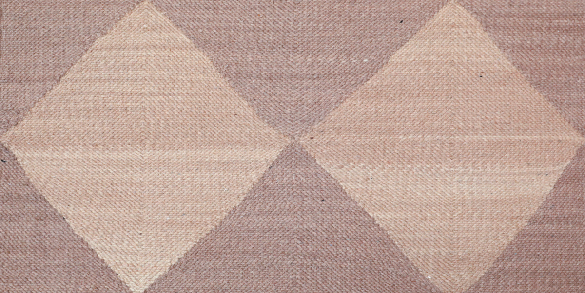 "DIAMOND" Checker Zanafi Flatweave Wool Rug (Made-to-Order) - Champagne Blush+Dusty Rose
