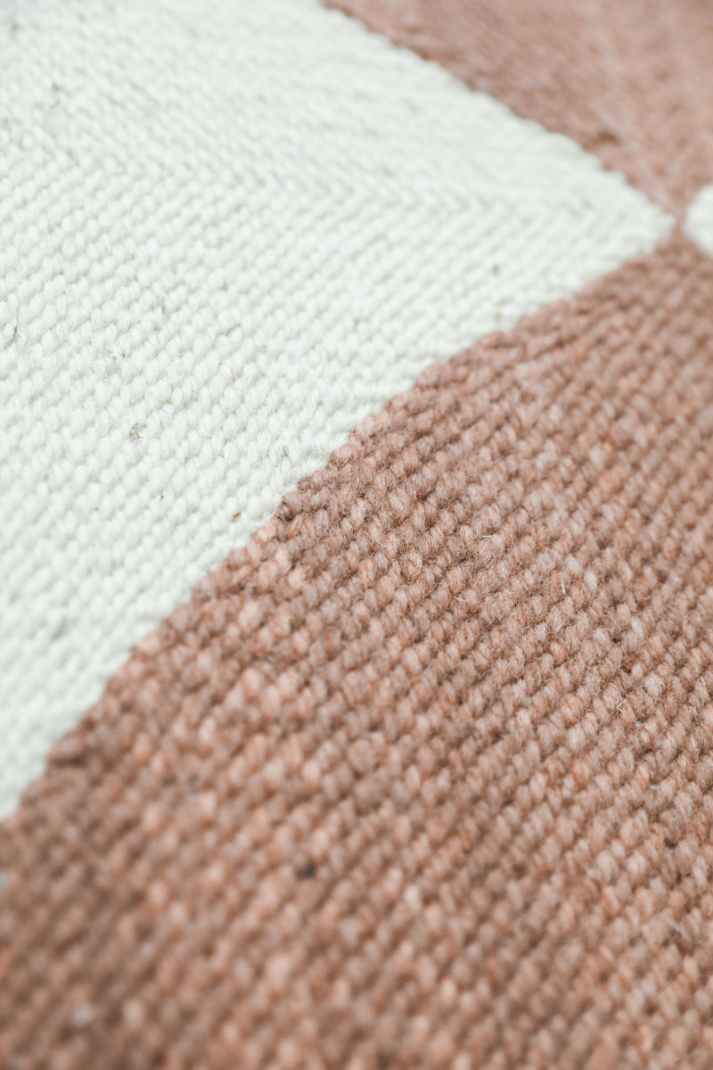 "DIAMOND" Checker Zanafi Flatweave Wool Rug (Made-to-Order) - Redwood