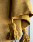 Moroccan Pom Pom Throw Blanket - Mustard Yellow
