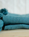 Moroccan Pom Pom Throw Blanket - Teal Blue