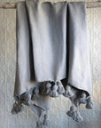 Moroccan Pom Pom Blanket - Gray
