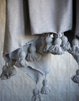 Moroccan Pom Pom Blanket - Gray
