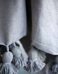 Moroccan Pom Pom Blanket - Gray