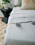 Moroccan Pom Pom Blanket - Gray