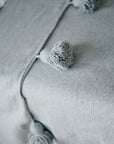 Moroccan Pom Pom Blanket - Gray