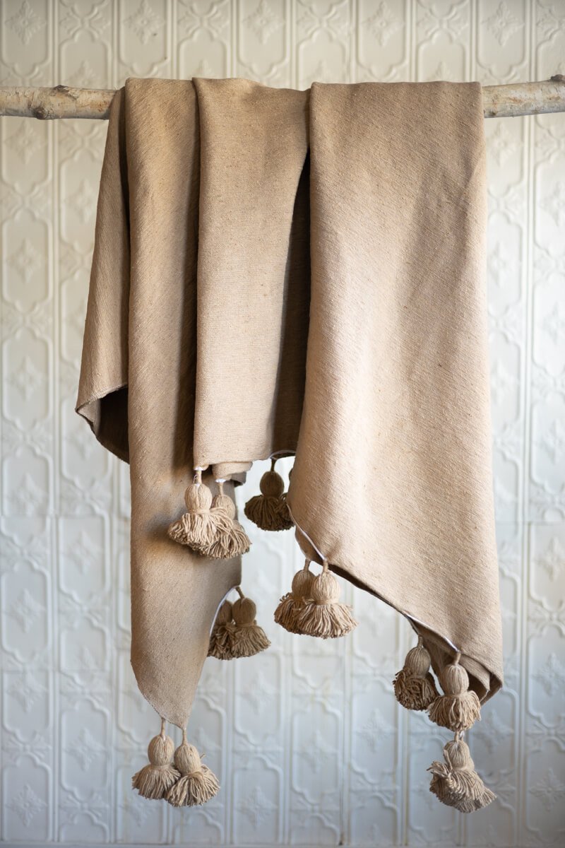 Beige cotton blanket hot sale