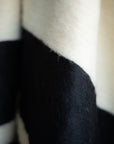 Moroccan Pom Pom Wool Blanket - Natural White with Black Stripes