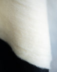 Moroccan Pom Pom Wool Blanket - Natural White with Black Stripes