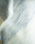 Moroccan Pom Pom Wool Throw Blanket - Ice Grey and Natural White