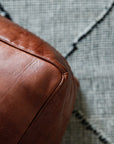 Toffee Hand-made natural leather pouf cube