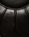 Black Luxury Round Genuine Leather Floor Pouf - 22" x 14" inches