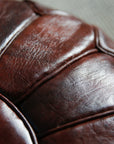 Mahogany Luxury round natural leather pouf - 22" x 14" inches