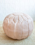 Light Natural - Luxury Quality Genuine Leather Floor Pouf - 22" x 14" inches
