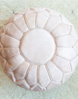 Light Natural - Luxury Quality Genuine Leather Floor Pouf - 22" x 14" inches