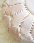 Light Natural - Luxury Quality Genuine Leather Floor Pouf - 22" x 14" inches