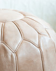 Light Natural - Luxury Quality Genuine Leather Floor Pouf - 22" x 14" inches