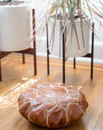 Leather Meditation Zafu / Mini Pouf / Floor seat cushion - Brown