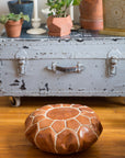 Leather Meditation Zafu / Mini Pouf / Floor seat cushion - Brown
