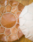 Leather Meditation Zafu / Mini Pouf / Floor seat cushion - Brown