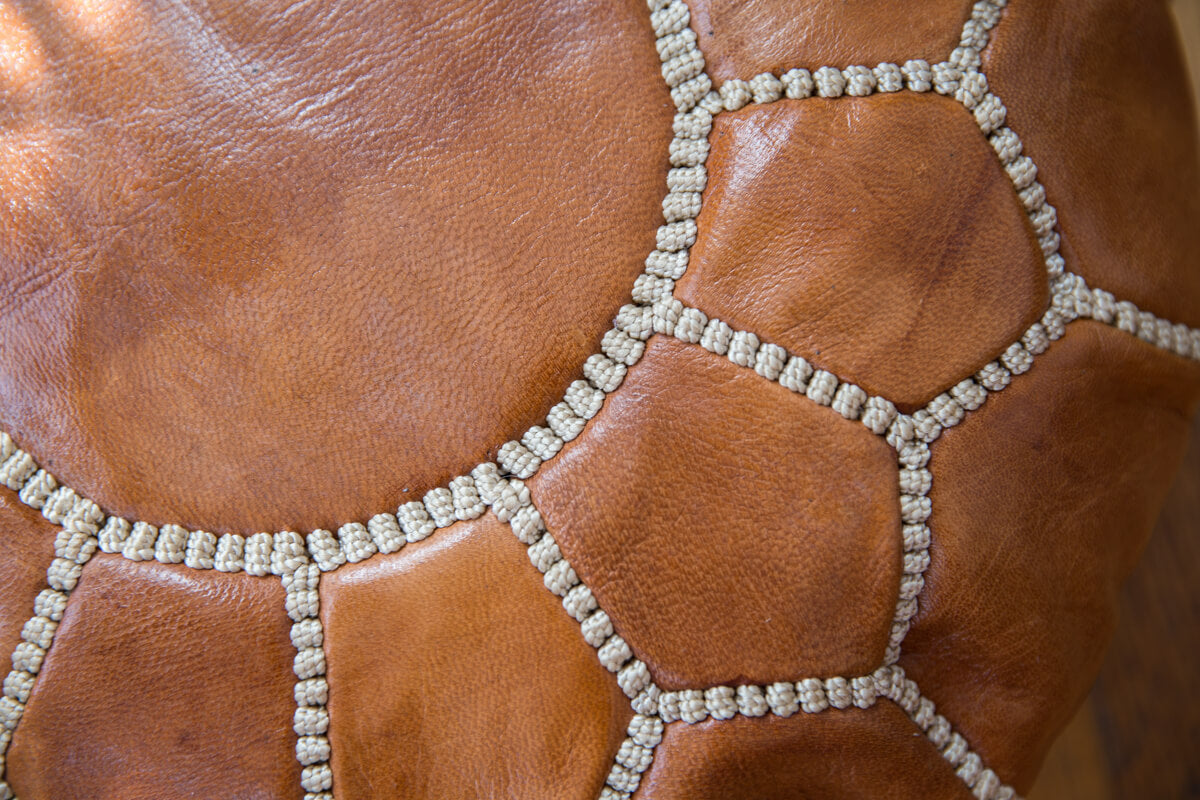 Leather Meditation Zafu / Mini Pouf / Floor seat cushion - Brown