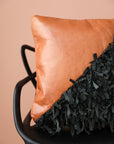 Geometric Shag Leather Decorative Pillow - Chestnut - 18 x 18" inches