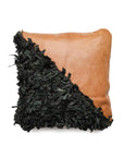 Geometric Shag Leather Decorative Pillow - Desert Sand - 18 x 18" inches