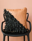 Geometric Shag Leather Decorative Pillow - Desert Sand - 18 x 18" inches
