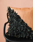 Geometric Shag Leather Decorative Pillow - Desert Sand - 18 x 18" inches