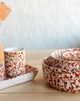 Set of 3 - Chabi Chic Handmade Ceramic Splatter Paint Nesting Bowls - Rust/Terracotta