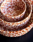 Set of 3 - Chabi Chic Handmade Ceramic Splatter Paint Nesting Bowls - Rust/Terracotta
