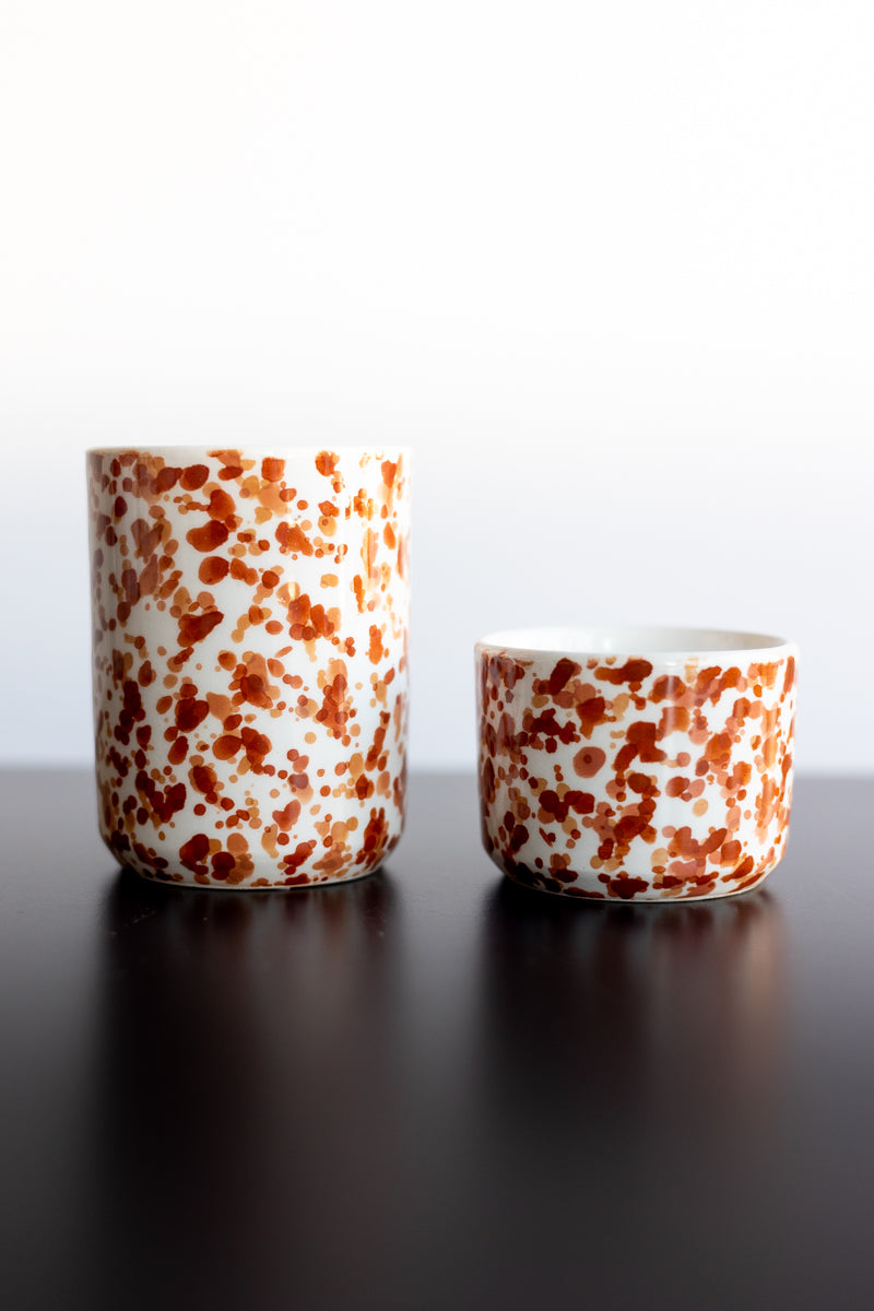 Set of 2 - Chabi Chic Handmade Splatter Painted Ceramic Cups - Multicolor  Teal - Avail. in 4 oz & 8oz