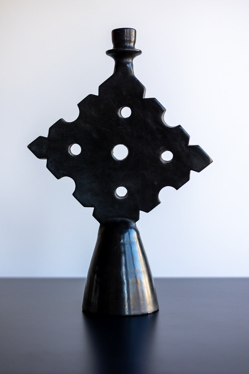 Chabi Chic Black Diamond Tadelakt Candle Holder - Available in 2 sizes